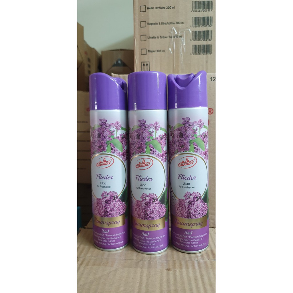 [Hàng Đủ BILL]Xịt thơm phòng Airline 300 ml 6 ( Lavender, Flieder, Magnolie &Kirschblute, Gruner tee, Weiber Orchidee, W