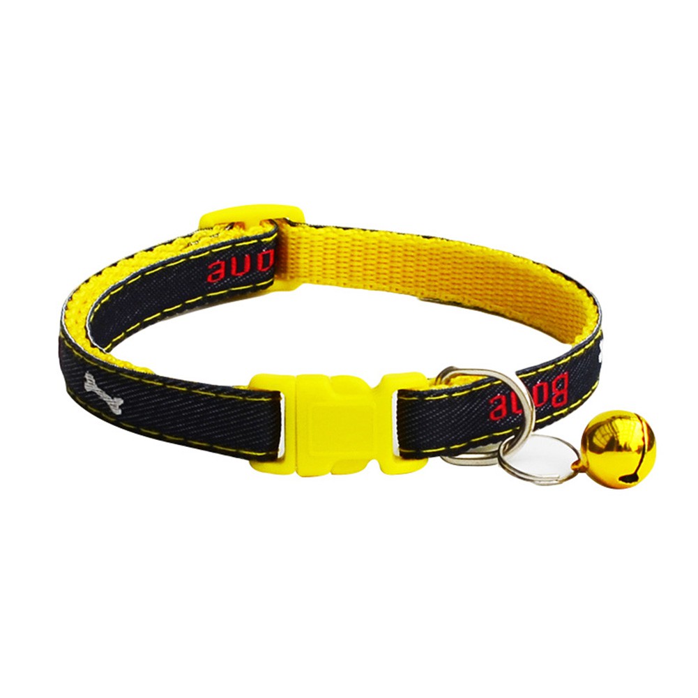 Vòng cổ thú cưng bằng vải denim có chuông