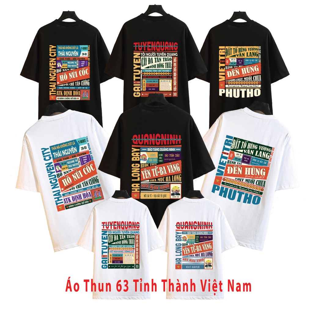 Áo thun tay lỡ nam nữ, áo phông unisex form rộng chất COTTON mát mịn thấm hút mồ hôi in theo tỉnh ĐÔNG BẮC BỘ