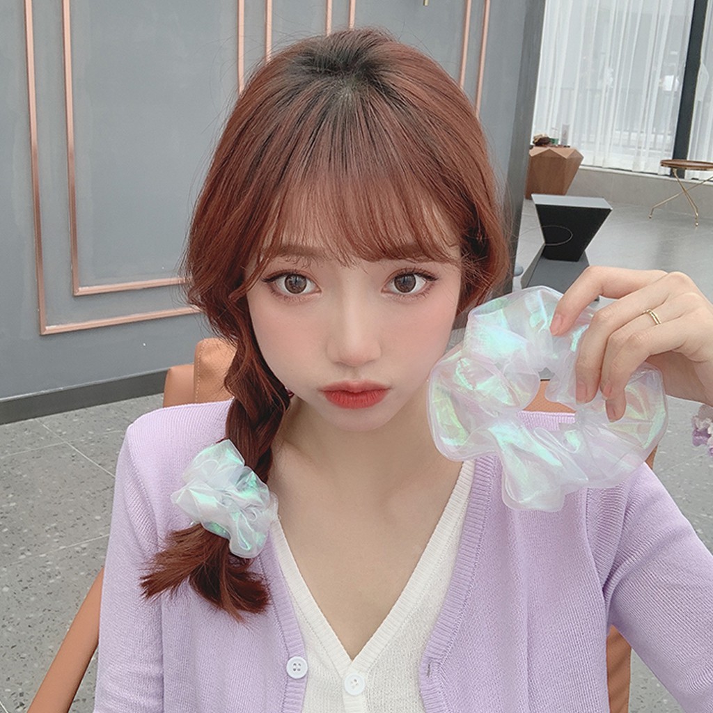 Buộc tóc vải Scrunchies Hologram Ánh kim CT37