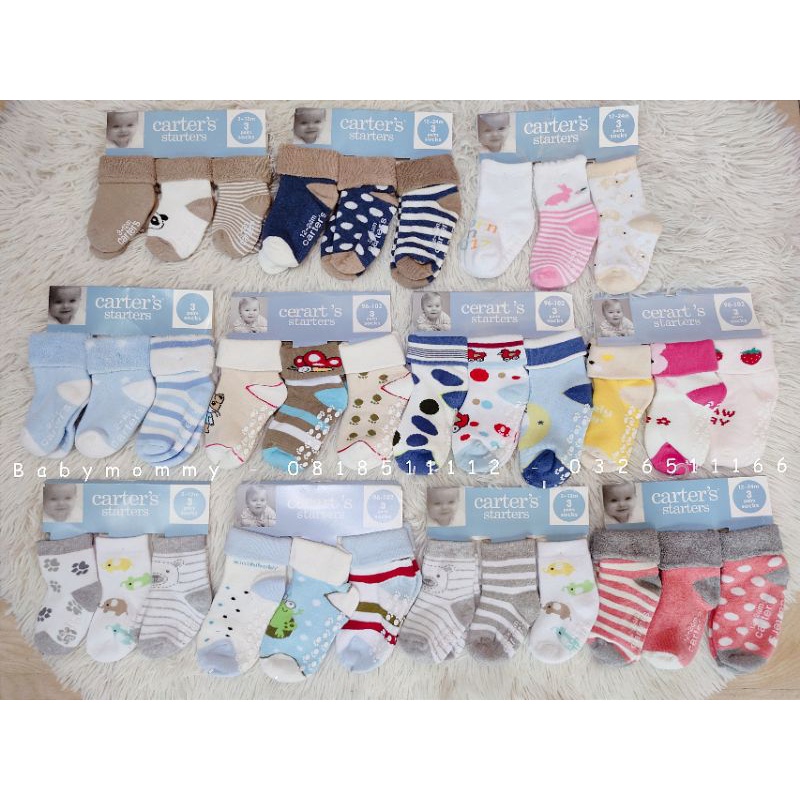 Set 3 đôi tất len xù chống trượt Carter's