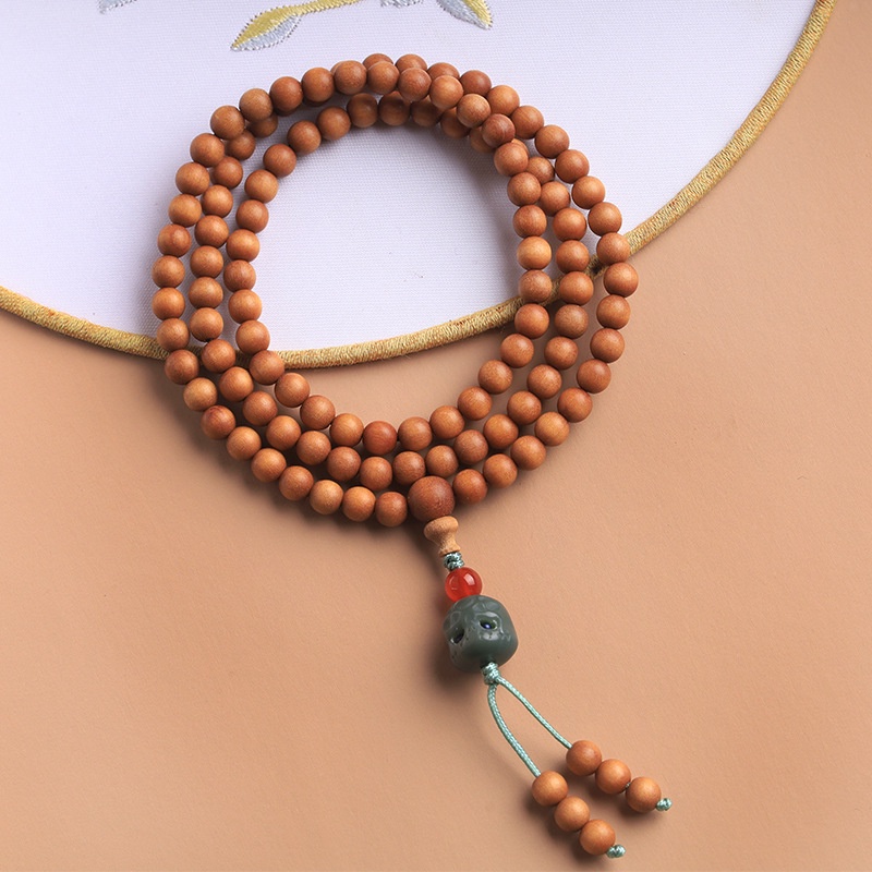 Vòng tay gỗ đàn hương tự nhiên 6mm 8mm 108 Hạt gỗ Mân Côi Vòng cổ