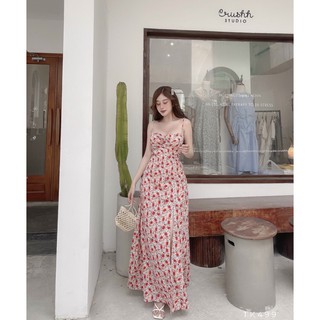 MAXI HOA CUTOUT LƯNG 💚 { HÌNH CHỤP THẬT }