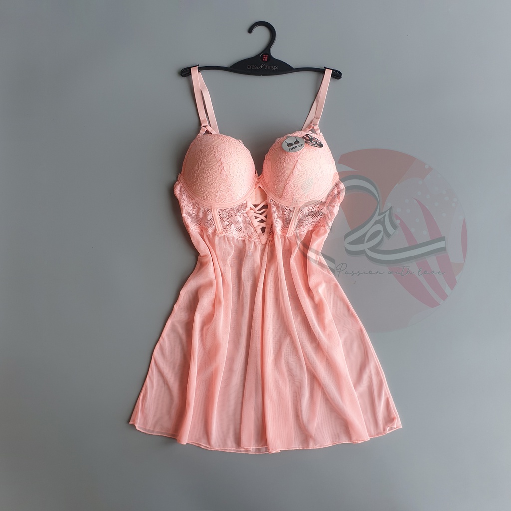 Váy ngủ phối thiết kế ren xuyên thấu cup ngực siêu quyến rũ Janina xuất khẩu Mỹ