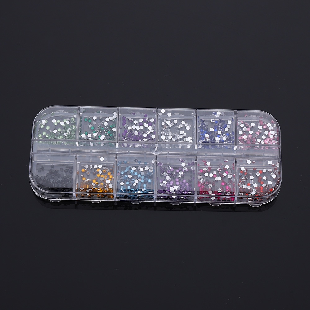 Hộp chứa 1200 hạt kim cương giả dán trang trí móng tay