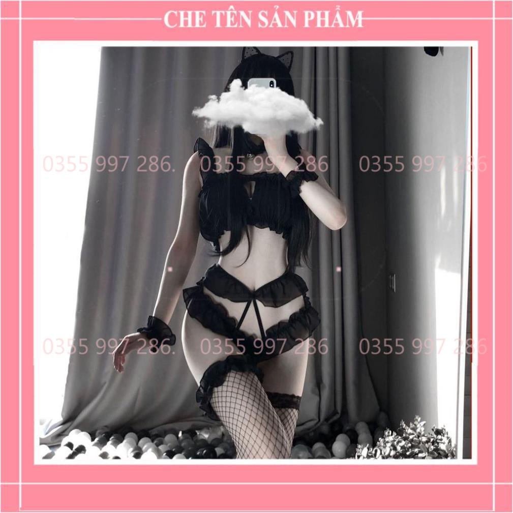 Bộ đồ ngủ Cosplay Trái Tim Đính Chuông - Set nội y hầu gái mèo con gợi cảm QuinBee - Lolita X | BigBuy360 - bigbuy360.vn