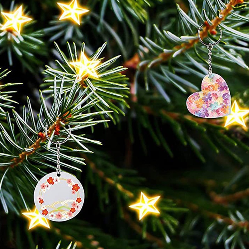 Set 100 Móc Khóa / 100 Đĩa Trắng Chất Liệu Acrylic Trong Suốt DIY