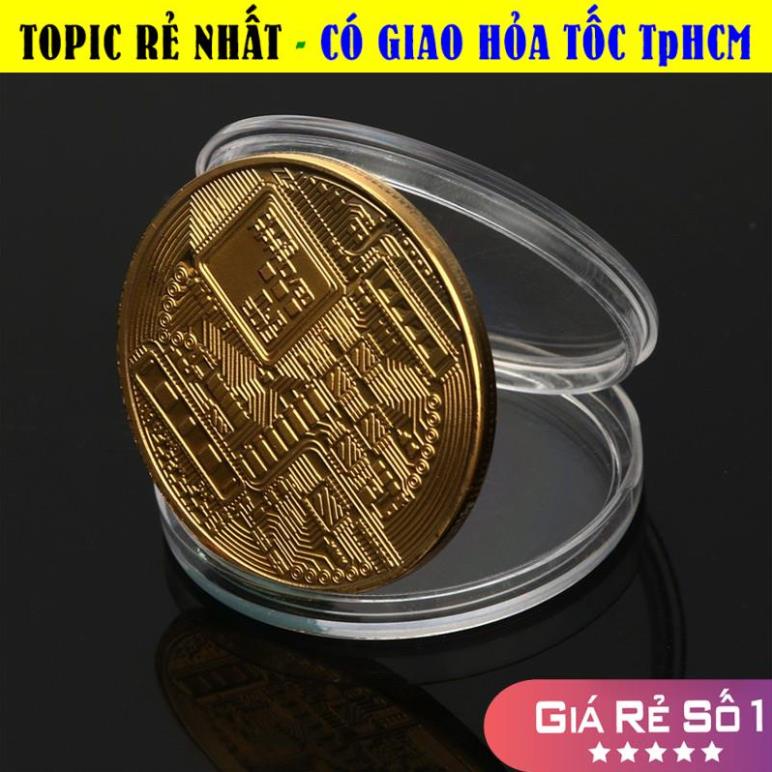 [TRỢ GIÁ] Đồng Xu Bitcoin Mạ Vàng 24K