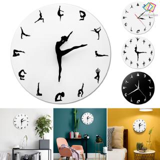 Đồng hồ treo tường họa tiết cô gái tập yoga Trang trí nội thất