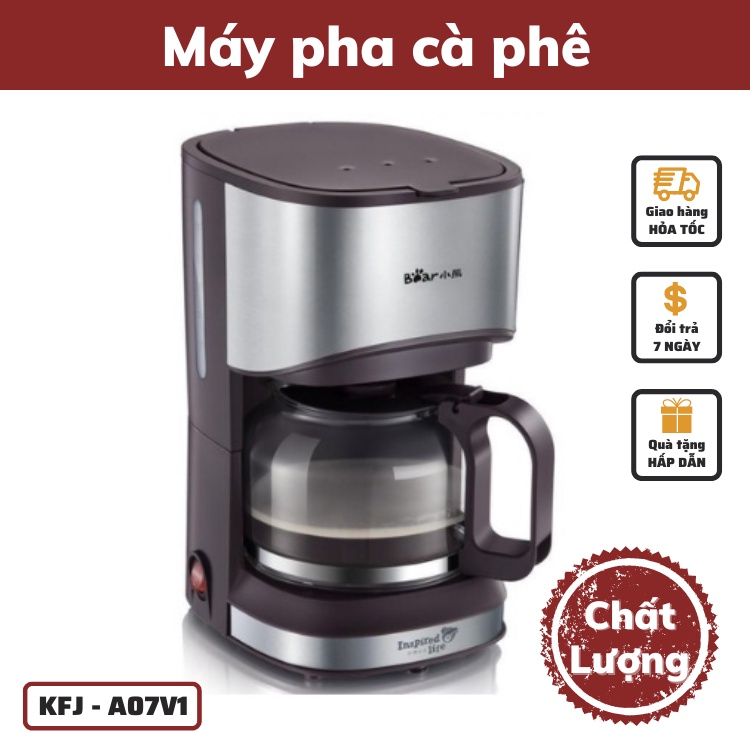 Máy pha cà phê mini tự động BEAR KFJ-A07V1 chính hãng pha Espresso cafe rang xay nguyên chất tặng 50gr bột café Arabica