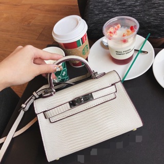 Túi HM da thằn lằn size 18 độc lạ