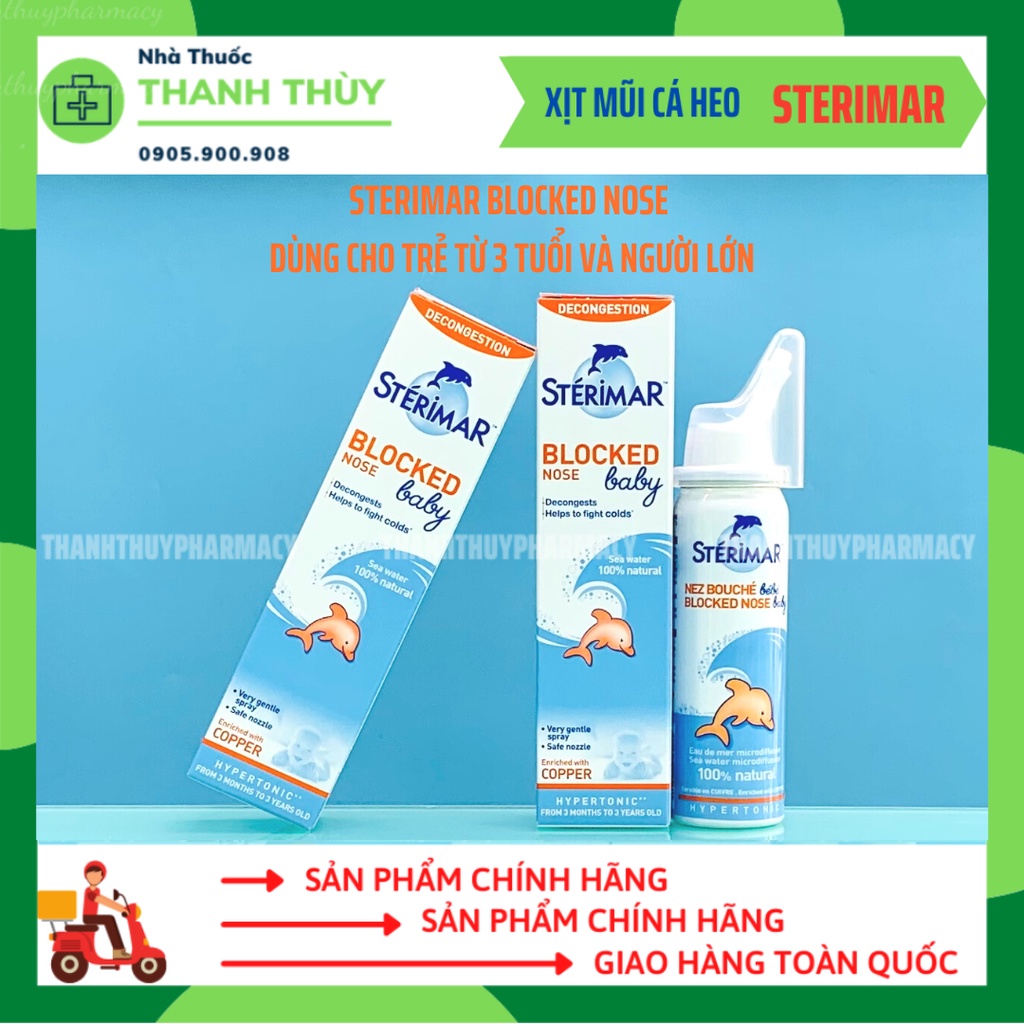 Sterimar 50ml - Dung Dịch Nước Muối Biển Xịt Mũi-Giúp Làm Sạch, Hết Nghẹt Mũi Cho Trẻ Em-Trẻ sơ sinh - Xịt mũi cá heo