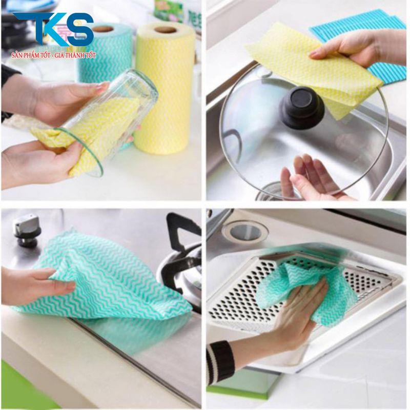 Cuộn 50 khăn vải không dệt lau đa năng nhà bếp