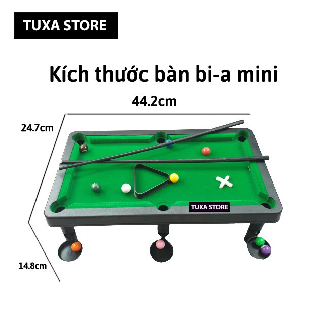 Bàn Bi a Mini cho trẻ em và người lớn-Bi da Mini Đồ chơi trẻ em 10 Bi đánh số-Tuxa