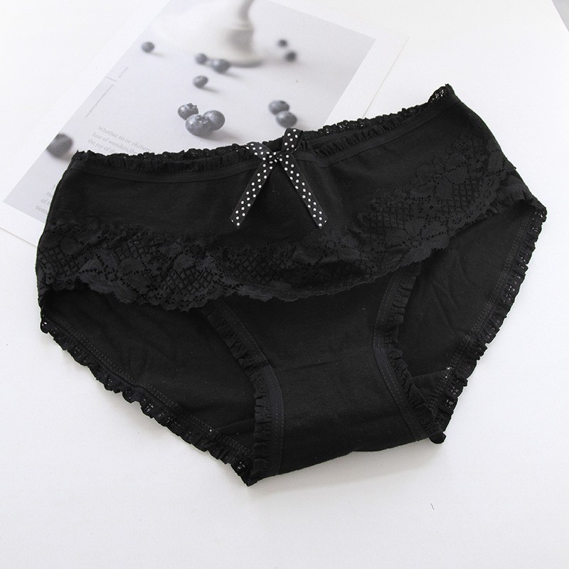 Set 4 quần lót nữ cotton ren đen mẫu 2