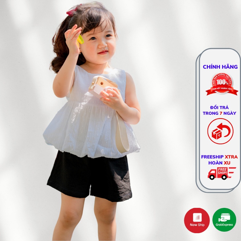 Bộ cộc tay bé gái, set bộ bé gái chất liệu thô boi mềm mịn, quần áo bé gái cao cấp