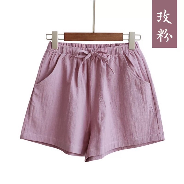 Quần shorts nữ, quần đùi đũi cạp chun Evelyn kiểu dáng basic