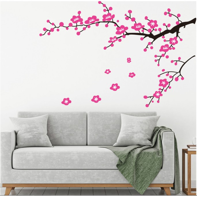 Decal trang trí cành Hoa Anh Đào nở