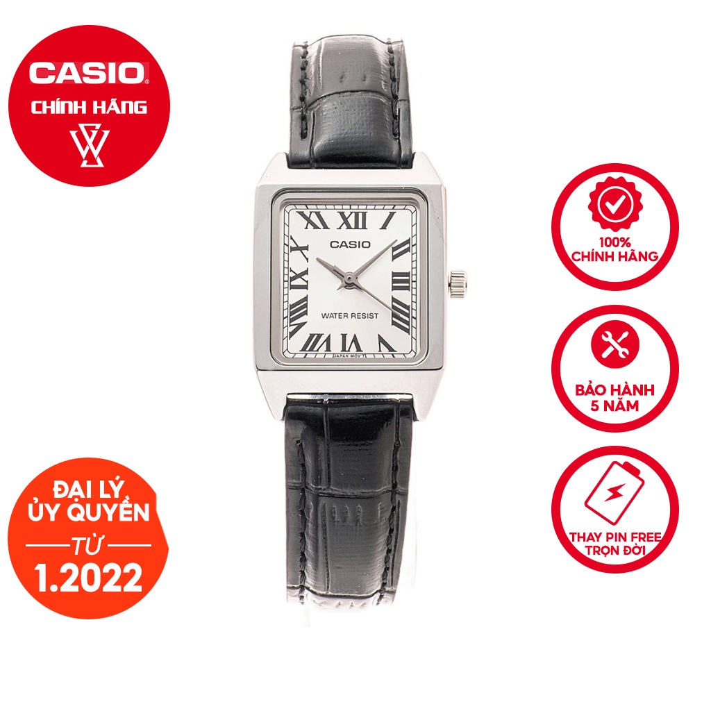 Đồng Hồ Quartz Nữ Casio WATCHSTORE LTP-V007L-7B1UDF Thiết Kế Mặt Kính Khoáng 22mm, Dây Da Và Vỏ Mạ Crom Chống Nước