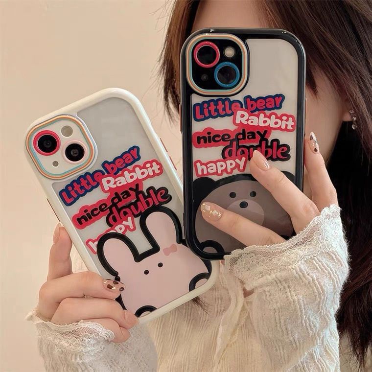 Ốp Điện Thoại Silicone Chống Sốc In Hình Gấu Thỏ Dễ Thương Cho Iphone 13 Promax 12 11 xr xs