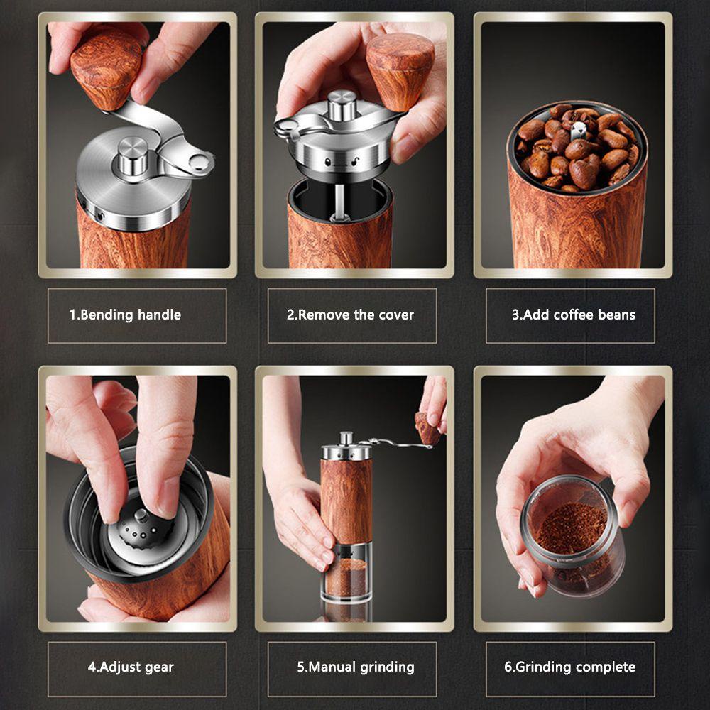 LONTIME Máy Xay Cà Phê Espresso Bằng Thép Không Gỉ Tay Cầm Gỗ