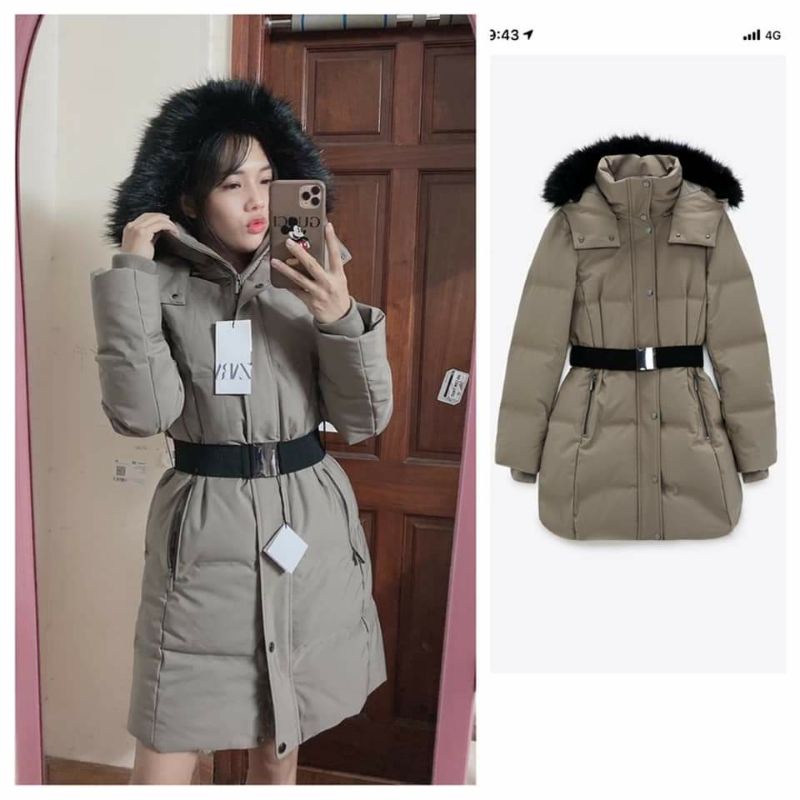 Áo Khoác dáng dài chống nước, đai eo điều chỉnh Zara Auth New Tag có sẵn 8073/226 8073226