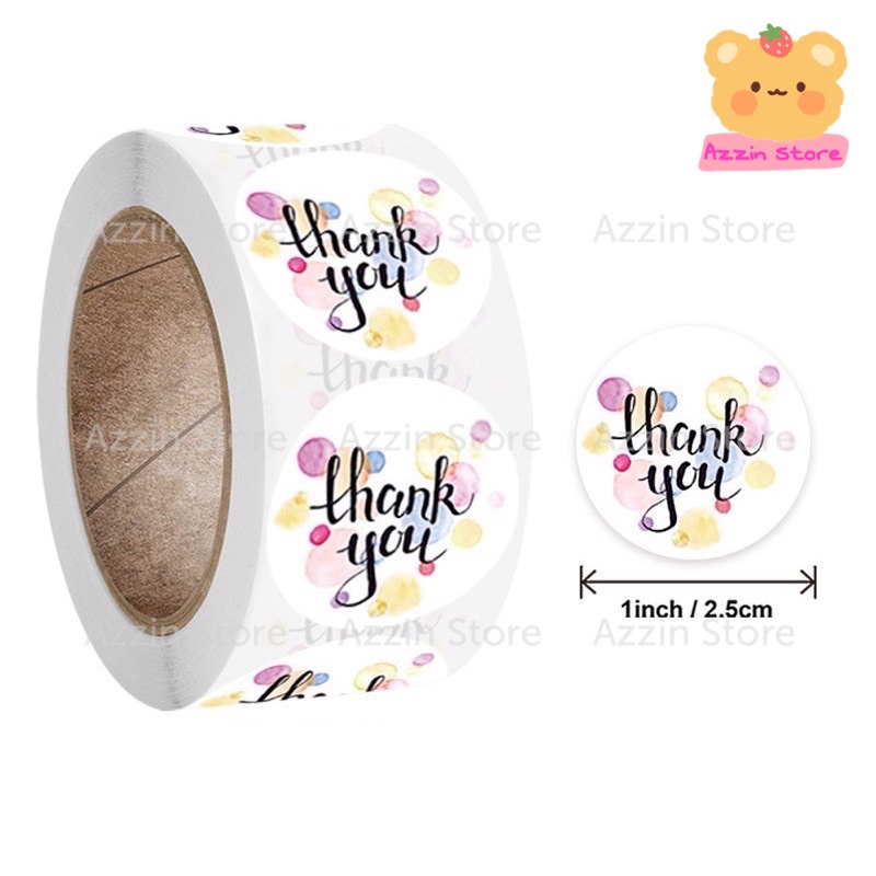 100 Tem Nhãn Dán Sticker Cám Ơn, Miếng Dán Decal Hình Tròn 2.5cm/1 Inch Thank You Bóng Tròn Màu Sắc Azzin Store ND045