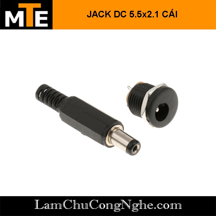 Jack nguồn DC 5.5×2.1mm đực-cái tròn (DC-005/DC-022)