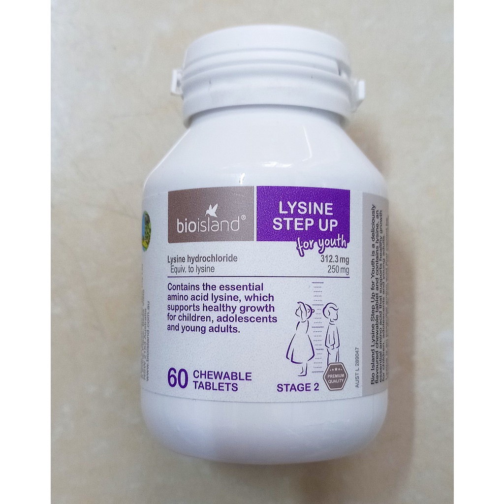 Bioisland lysine lọ 60 viên Úc. Hỗ trợ phát triển chiều cao, tăng cường miễn dịch cho bé từ 6 tuổi