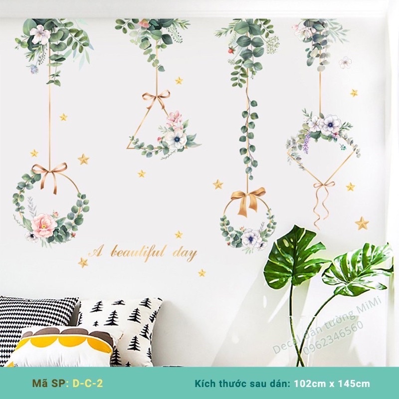 Decal Tường Các mẫu DÂY ĐÈN + DÂY HOA RỦ