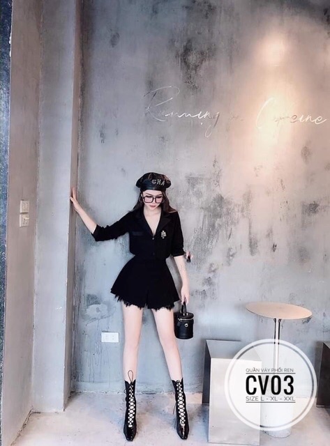 (55-90kg) BIGSIZE Quần váy phối ren CV03 MÀU SẮC trắng - đen