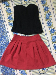 Sét đầm áo đen váy đỏ _ hongyen03