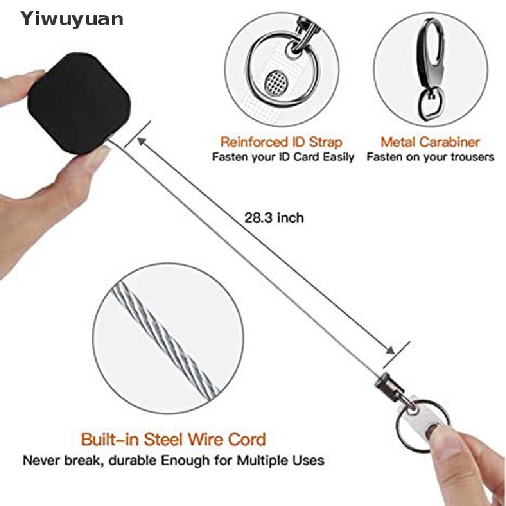 &lt; Yiwuyuan &gt; Móc Khóa / Dây Nịt Thẻ ID Bằng Kim Loại Chịu Được Sức Nặng Có Thể Thu Gọn