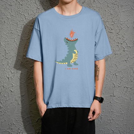 Áo thun nam nu form rộng nam nữ tay lỡ hàn quốc logo khủng long