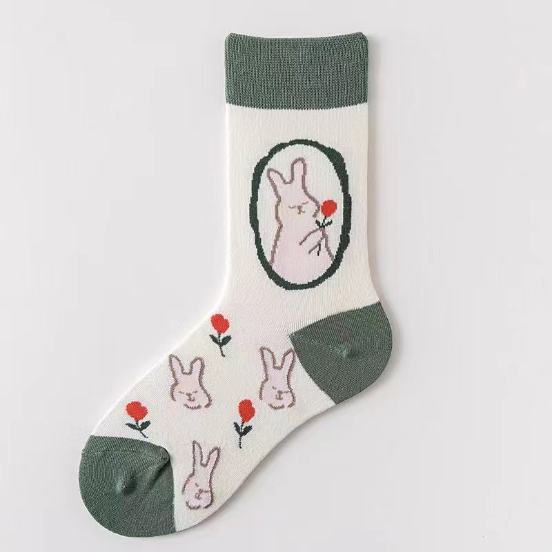 Vớ Cổ Vừa In Họa Tiết Thỏ Dễ Thương Phong Cách Hàn Quốc Thời Trang Mùa Thu Cho Nữ