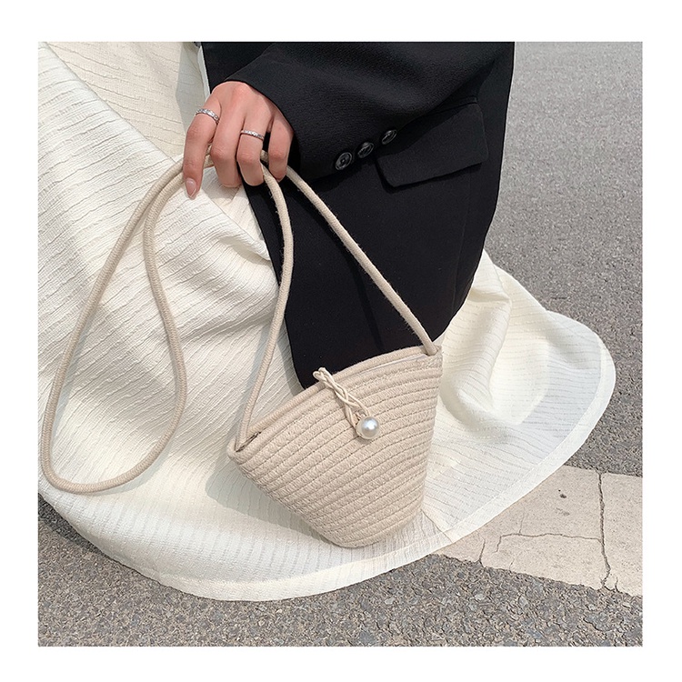 Túi Cói JASMIN NOIR Đeo Chéo Đính Ngọc Trai Giả Thiết Kế Đơn Giản Thời Trang Cho Nữ