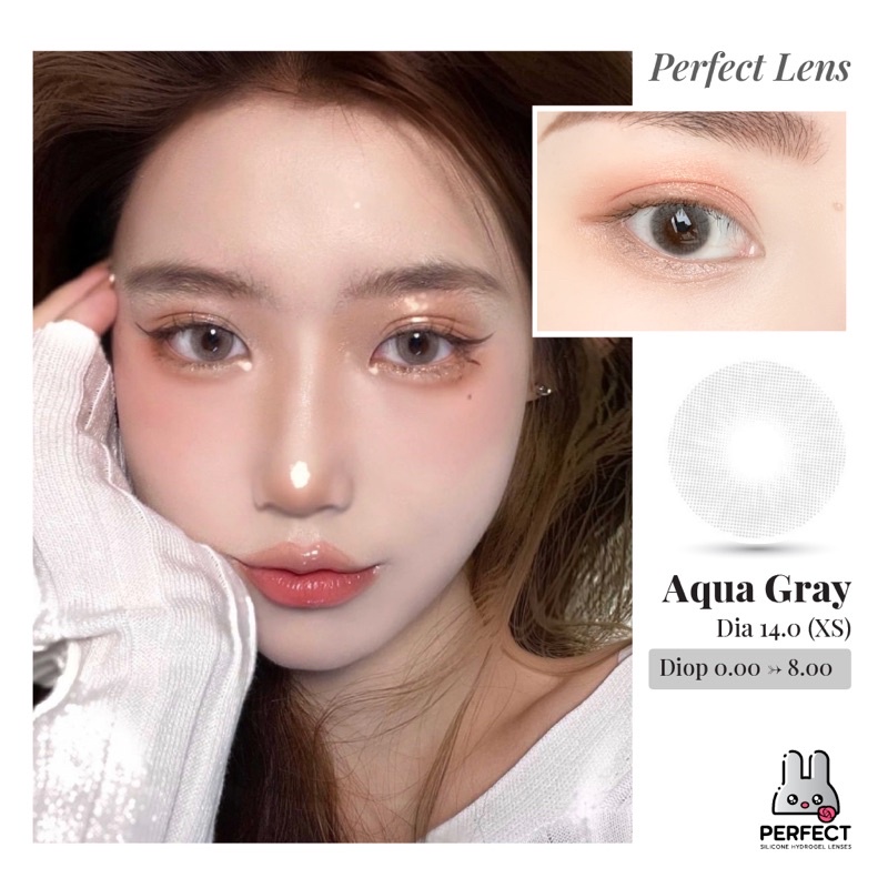 Lens Mắt , Kính Áp Tròng AQUA GRAY Có Độ và Không Độ , DIA 14.0 XS , Cho Mắt Nhạy Cảm Giá Sale