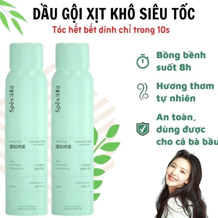 Dầu Gội Khô Siêu Tốc Làm Tóc Bồng Bềnh Hàng Nội Địa Trung Dạng Xịt, Chai Xịt Tóc Hết Bết Dính Tóc Làm Phồng Tóc Tức Thì