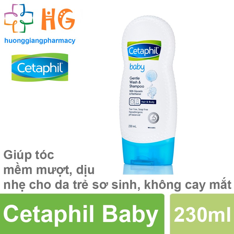 Sữa tắm cho trẻ sơ sinh Cetaphil Baby Gentle Wash &amp; Shampoo giúp tóc mềm mượt dịu nhẹ cho da trẻ sơ sinh Chai 230ml