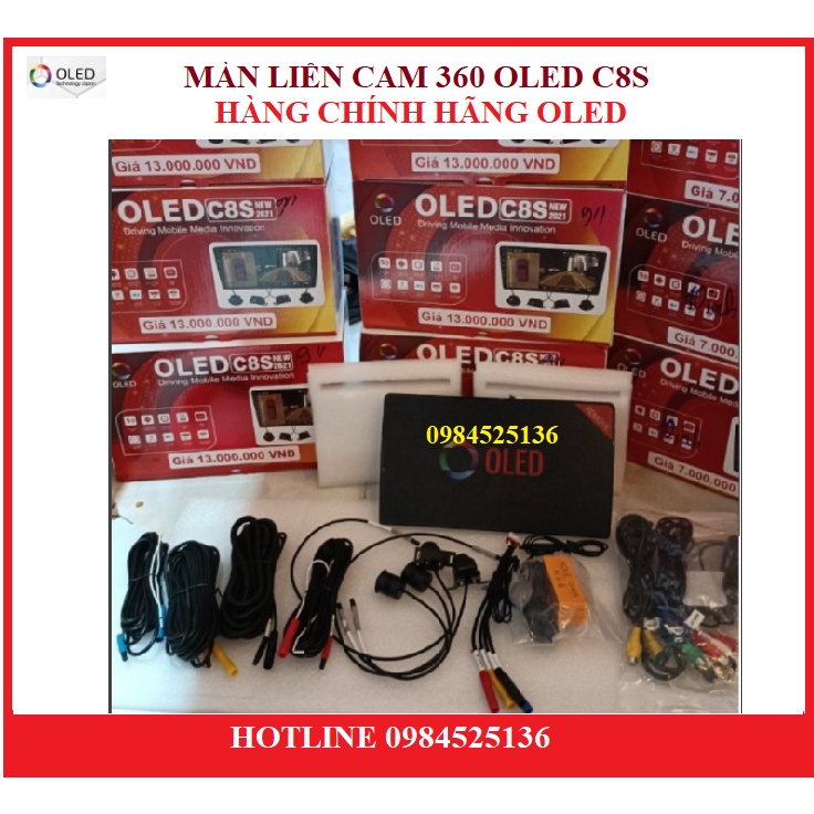 Màn liền camera 360 OLED C8S NEW cho các dòng xe ô tô, Màn hình dvd android OLED C8S ram 3g rom 32g, DVD 360 cho oto