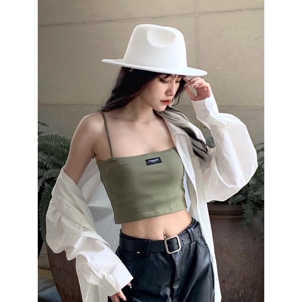 Áo croptop nữ ôm body kiểu 2 dây sexy, áo croptop local brand CINDER 4 màu trễ vai ulzzang cá tính đẹp | BigBuy360 - bigbuy360.vn