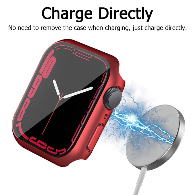Miimall bảo vệ màn hình Ốp Lưng cho apple Watch 8 7 41/45mm 2 Trong 1 Ốp Kính cường lực bảo vệ màn hình Cho đồng hồ cho apple iwatch 7 series 8 41mm 45mm Case