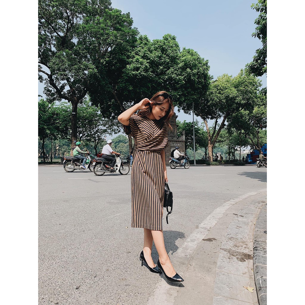 Váy liền suông nữ kẻ 2ND DATE DR050LE
