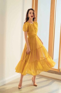 Đầm maxi lụa bèo tầng -HBV1041
