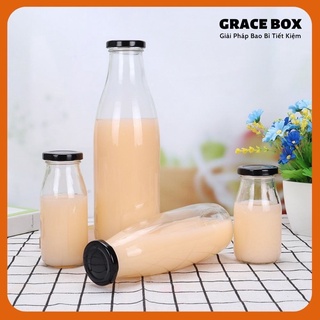 {Giá Sỉ} Chai Thuỷ Tinh 500ml Nắp Thiếc Đựng Sữa, Nước Ép Trái Cây - Công Ty Bao Bì Grace Box