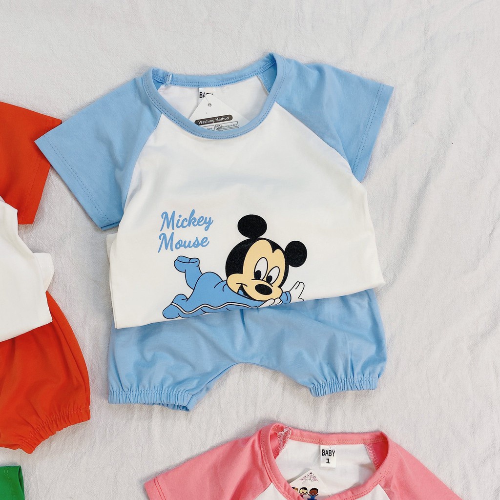 [Thanh Lý 39K - Giá Gốc 98K CT07] Bộ Cộc Tay Hình MICKEY Cho Bé Dáng Đáng Yêu Chất Cotton Size Từ 6-16Kg XÔ MUSLIN