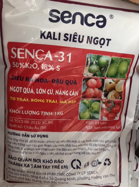 Phân bón ra hoa đậu quả ,ngọt quả SENCA-31 (gói1kg)