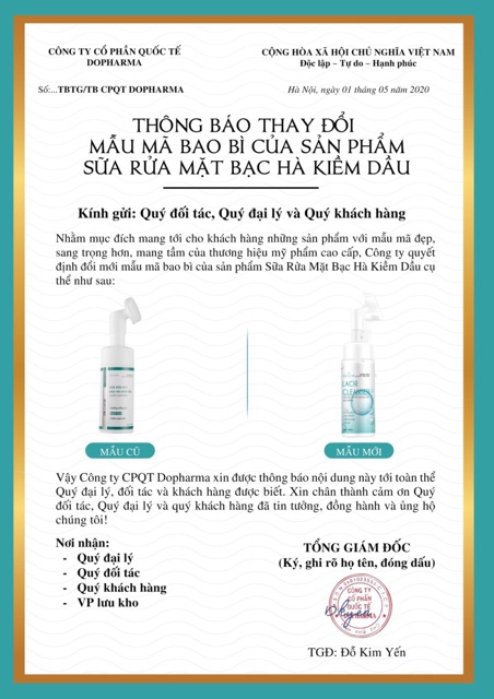 [tặng 2 nạ thủy tinh] SỮA RỬA MẶT BẠC HÀ KIỀM DẦU TRẮNG DA THẦN THÁNH 12h DR.LACIR - LACIR CLEANSER (dành cho da mụn) | BigBuy360 - bigbuy360.vn