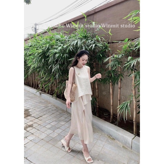 Váy Sát Nách Ren Hoa Phối Lụa | Winmit.studio