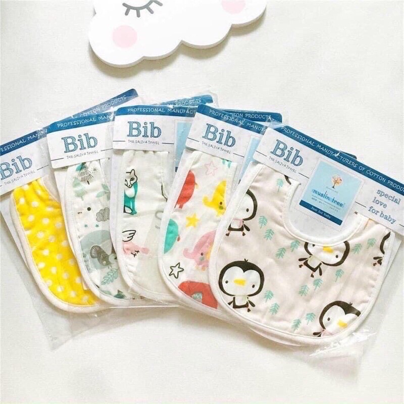 Yếm sợi tre Muslin tree BIB siêu thấm cho bé